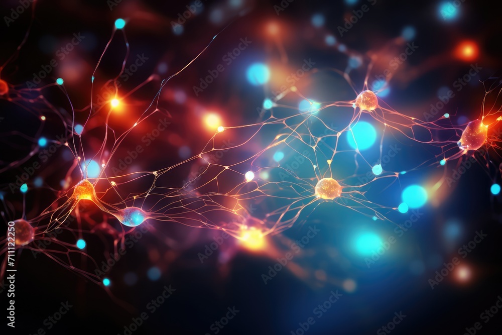 Poster neural processes, brain synapses neurotransmitters. excitatory inhibitory signals, action potentials