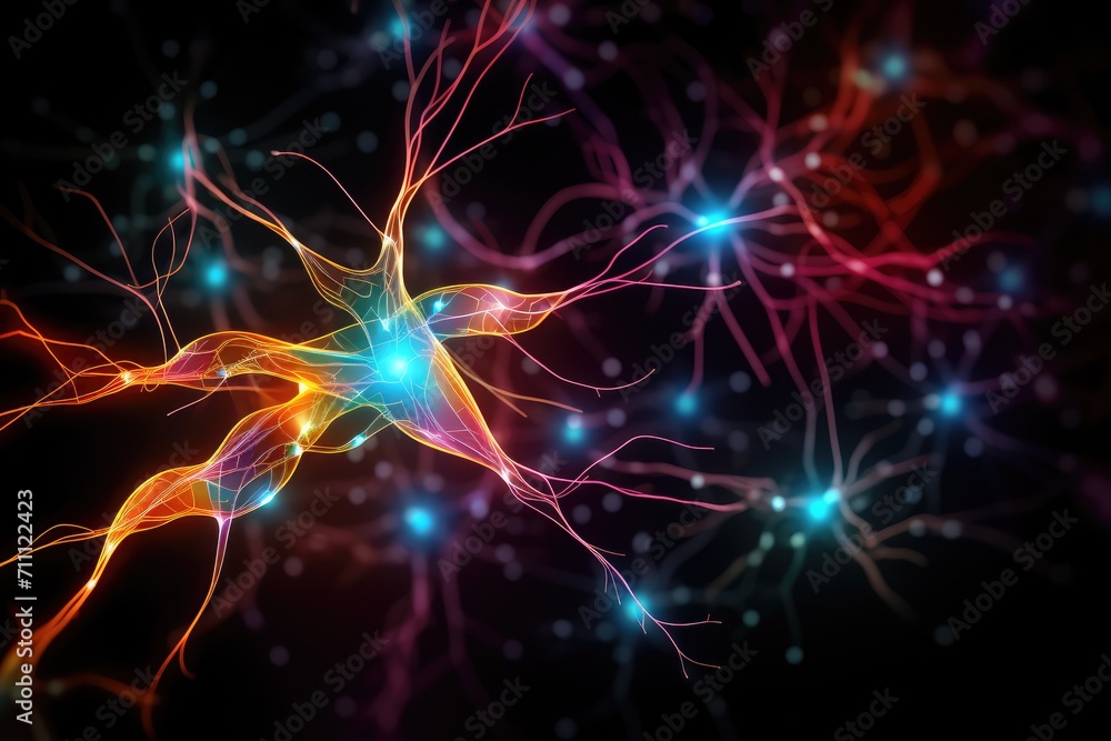Poster neural processes, brain synapses neurotransmitters. excitatory inhibitory signals, action potentials