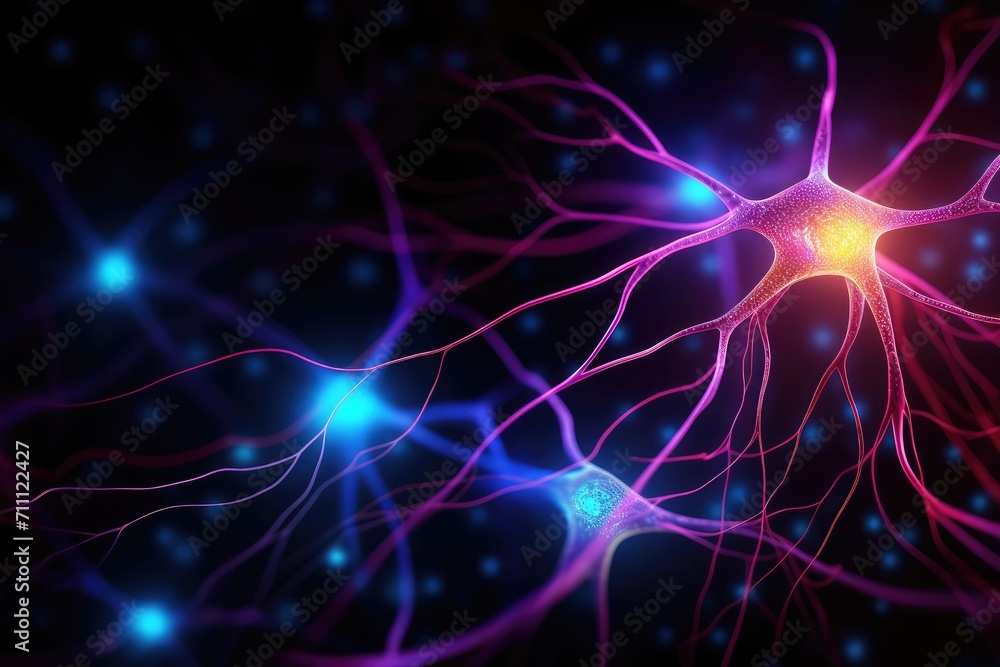 Poster neural processes, brain synapses neurotransmitters. excitatory inhibitory signals, action potentials