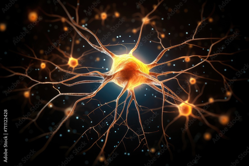Poster neural processes, brain synapses neurotransmitters. excitatory inhibitory signals, action potentials