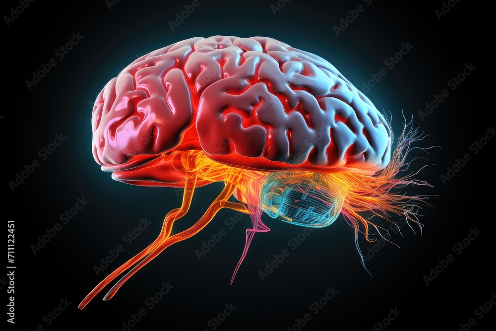 Poster neural processes, brain synapses neurotransmitters. excitatory inhibitory signals, action potentials