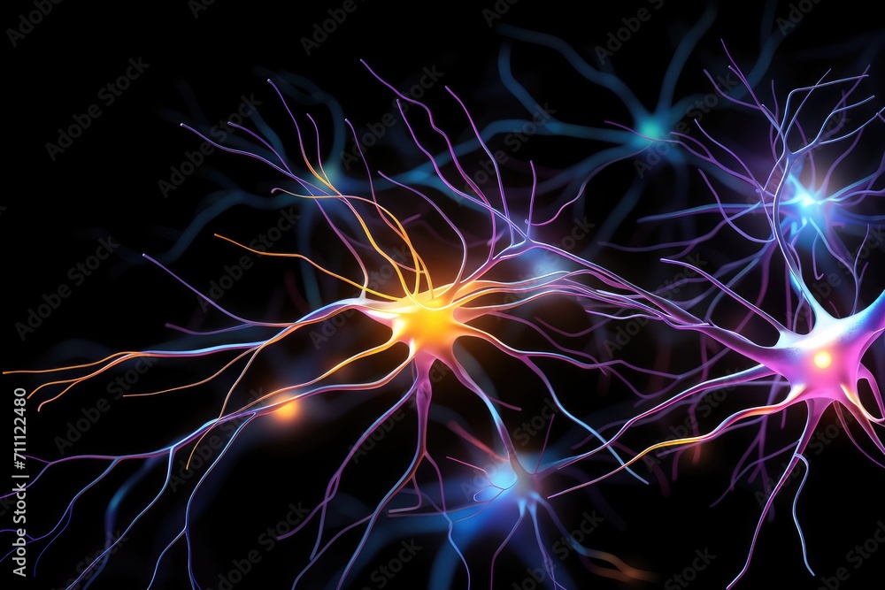 Poster neural processes, brain synapses neurotransmitters. excitatory inhibitory signals, action potentials