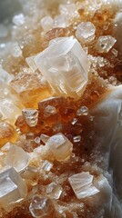 Intricate ballet of salt crystals on the surface of food, background image, AI generated