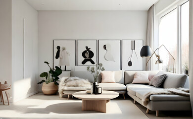 Fototapeta na wymiar View on modern living room