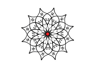 black and white flower isolated