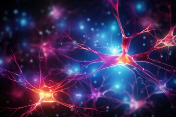 Human Brain Energy vibrant Brain Bulb light bulb. Neuronal network neurons creative, colorful, and glowing creativity, innovation, insightful axon idea generation, moments of epiphany and brilliance.  - obrazy, fototapety, plakaty