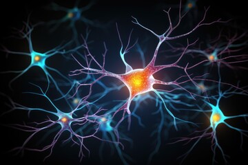 Human Brain Energy vibrant Brain Bulb light bulb. Neuronal network neurons creative, colorful, and glowing creativity, innovation, insightful axon idea generation, moments of epiphany and brilliance. 