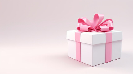 Fototapeta premium プレゼントの入ったピンクのリボンのボックス gift box with pink ribon