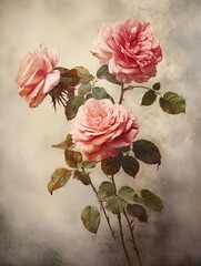 Delicate Petals: Antique Rose Garden Prints - Rustic Wall Art