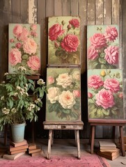 Antique Rose Garden Prints: Timeless Floral Scenes in Vintage Paintings