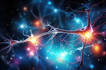 Naklejka na ściany i meble Neuronal network neurons brain Neurofeedback, synapses, neurosciences. Neuroprotection, neuro-oncology, neuronal function and neurotransmission. Meuropathology, neurotherapeutics, and neurotoxicology