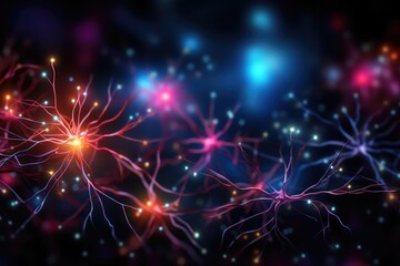 Fototapeta premium Neuronal network neurons brain Neurofeedback, synapses, neurosciences. Neuroprotection, neuro-oncology, neuronal function and neurotransmission. Meuropathology, neurotherapeutics, and neurotoxicology