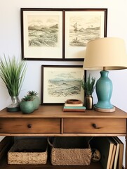 Artisan Crafted Seashore Sketches: Vintage Coastal Serenity Art Print