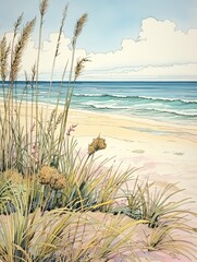Artisan Crafted Seashore Sketches: Vintage Sea Breeze Moments Art Print