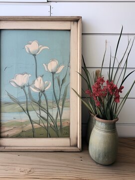 Vintage Artisan Crafted Seashore Sketches: Captivating Beach Blooms