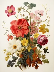 Poster Artisanal Botanical Illustrations: Vintage Cottage Garden Paintings © Michael
