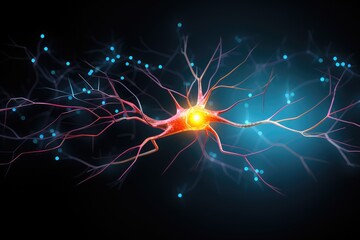 Neuronal network neurons brain Neurofeedback, synapses, neurosciences. Neuroprotection, neuro-oncology, neuronal function and neurotransmission. Meuropathology, neurotherapeutics, and neurotoxicology - obrazy, fototapety, plakaty