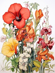Vintage Artisanal Botanical Illustrations: Mastery of Organic Garden Drawing and Vintage Paintings