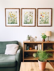 Artisanal Meadow Watercolors: Wildflower Wall Art in Farmhouse Style - Delightful Blossoms for Rustic Home Decor