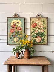 Bohemian Botanical Wall Hangings: Vintage Painting for Farmhouse Decor
