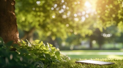 The smooth bark of a tree, with dappled sunlight streaming through its leaves, creating the perfect backdrop for a calming park meditation session with the help of an app.