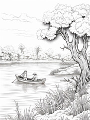 fisherman in the lake sketch