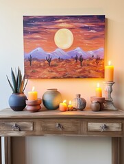 Boho Desert Sunset Paintings: Farmhouse Decor Modernizes with Exquisite Desert Sunset Beauty