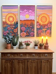 Boho Desert Sunset Field Paintings: Captivating Bohemian Vibes!