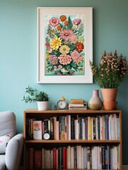 Boho Floral Wall Decor: Vintage Art Print with Whimsical Nature Display