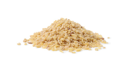 Pile of raw bulgur isolated on white
