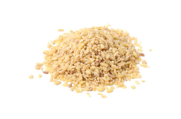Pile of raw bulgur isolated on white