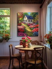Fototapeta na wymiar Classic Cottage Garden Art: A Kaleidoscope of Nature's Vibrant Hues