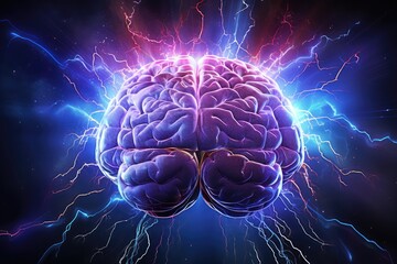 Vividly axon energy lightning brain energy thunderbolt flashes, mitochondrial function. Brain energy reserves, balance, energy deposition. cognitive fatigue, brain oxygenation, and intricate field 