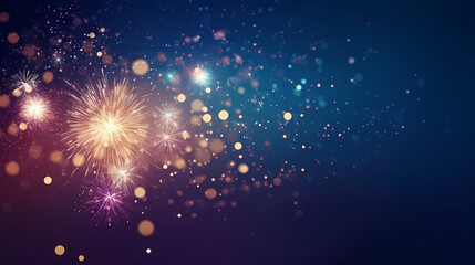 Fototapeta premium Beautiful fireworks background at night for holiday decoration