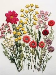 Vintage Wildflower Stitching: Classic Floral Stitch Art for Elegant Wall Decor