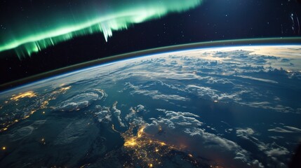 Northern lights viewed from space. - 711132455