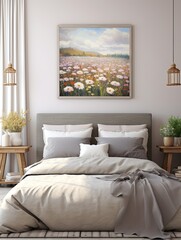 Country Farmhouse Canvases: Vintage Landscape Prints Depicting the Calm Countryside and Blooms