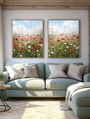 Country Farmhouse Canvases: Rustic Charm & Blooming Fields � Vintage Painting Collection