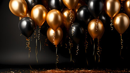 Birthday background with balloons and confetti for birthday card or invitation design