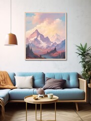 Alpine Dreams: Captivating Mountain Pass Paintings, Expressive Rustic Wall Art for Adventurers