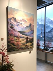 Serene Valley Vistas: Captivating Dreamy Mountain Pass Paintings