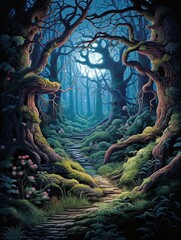 Enchanted Moonlit Forest: Ancient Tree Farmhouse Decor