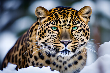 Fototapeta premium Wild Beauty: The moment leopard portraits and wildlife photos meet generative ai