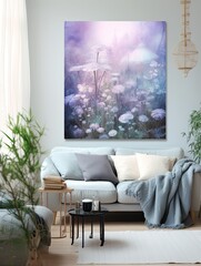 Ethereal Plant Tapestry: Serene Meadows Wall Art