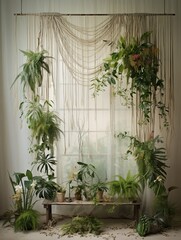 Ethereal Plant Tapestry: Simplicity and Grace Unfold in a Farmhouse Symphony