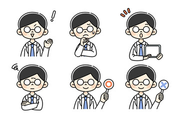 メガネをかけた男性の医者セット