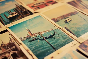 Deurstickers Snapshot of Venice: A Vintage-Inspired Collection of Polaroid Photos Immortalizing the Essence of Vacations in Venice - From Waterways and Canals to Carnival and Gondolas, Nostalgic Adventure.      © Mr. Bolota
