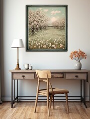 Fresh Spring Blossom Prints: Vintage Field Painting with Spring Blooms - Wall Art for Home Decor