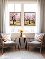 Fresh Spring Blossom Prints: Vintage Landscape Wall Art with Vibrant Blooms