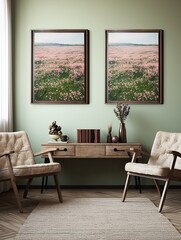 Fresh Spring Blossom Prints: Vintage Landscape Wall Art, Field Painting with Blooms